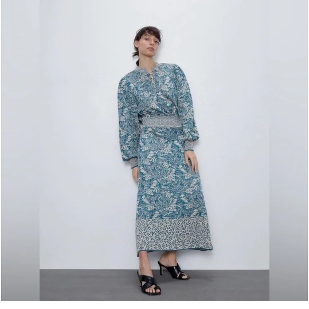 Zara Blue Floral Maxi Skirt